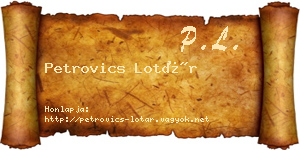 Petrovics Lotár névjegykártya